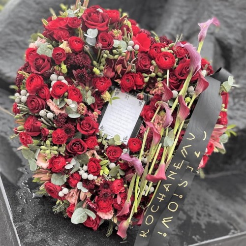 Wieniec pogrzebowy z róż - WIECZNY SPOKÓJ