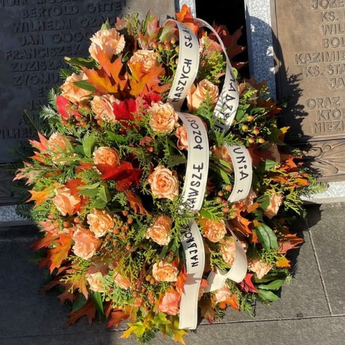 Wieniec pogrzebowy z różami - JESIENNA ZADUMA