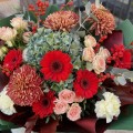 hortensja i gerbera w bukiecie