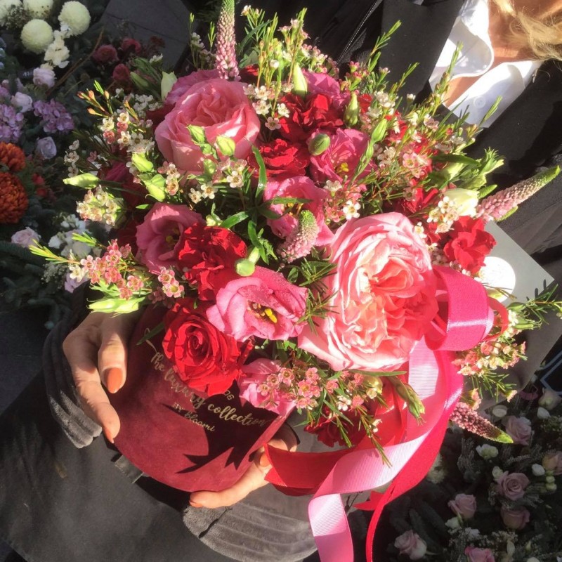MALINOWA SŁODYCZ Welurowy flower box L