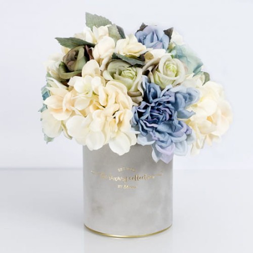 Welurowy flower box ze sztucznych kwiatów Wiosenna Mgła