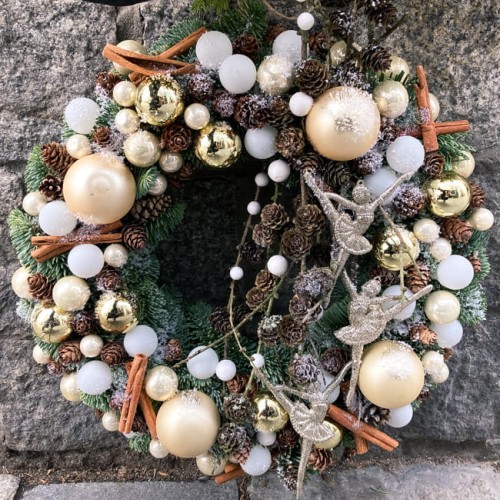 Szampański złoty wianek bożonarodzeniowy - BALETNICA