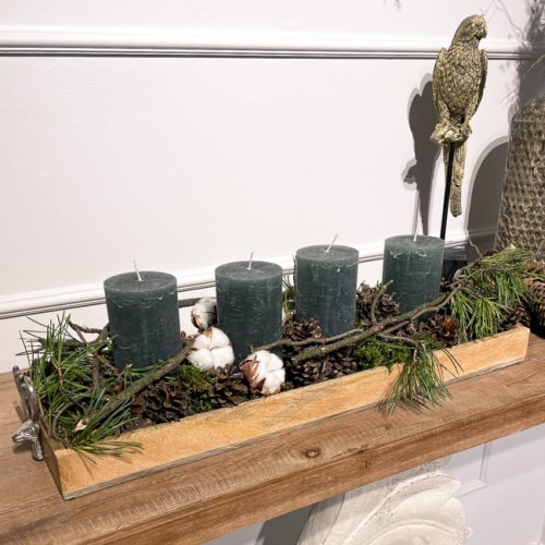 Naturalny stroik adwentowy - ŚNIEŻNA BAWEŁNA