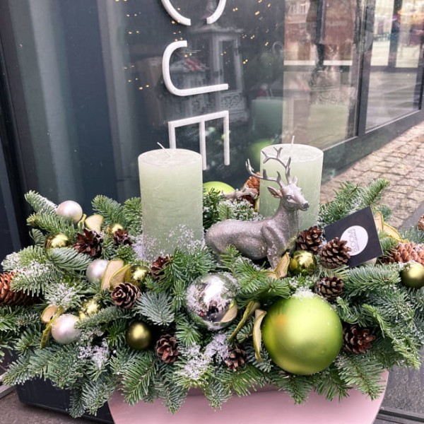 Stroik bożonarodzeniowy ze świecami - ZIELONE GAŁĄZKI