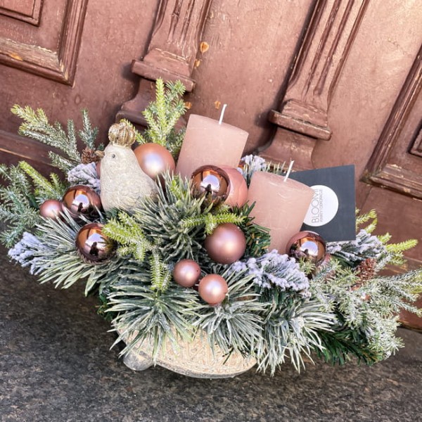Stroik świąteczny ze świecami - MALUTKI PTASZEK