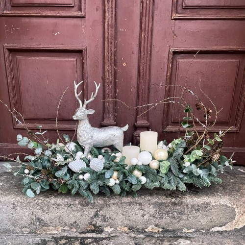 Stroik świąteczny ze świecami - RENIFER NA POLANIE